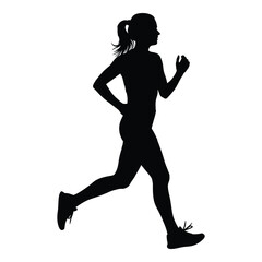 A woman running with a dynamic pose a striking black silhouette