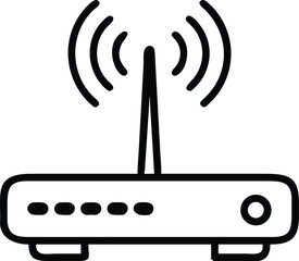Wi-Fi Router with Multiple Antennas Outline Vector Icon for Home Network and Wireless Connectivity, Flat Vector Icon on White Background

