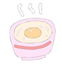 Steaming Breakfast Bowl: A simple illustration of a warm, inviting breakfast bowl, with a perfectly cooked egg at the center, emanating gentle wisps of steam.