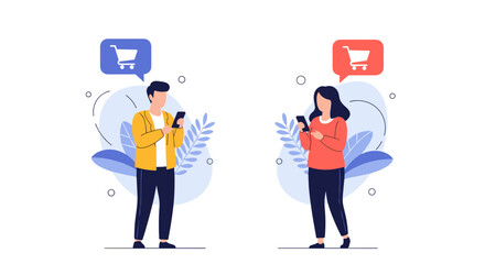 Online shopping experience with a focus on digital commerce and customer interaction through mobile devices.