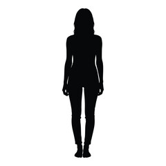 A striking full body depiction of a woman in black silhouette