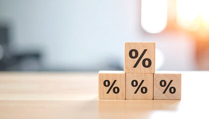 Wooden blocks with percentage symbols