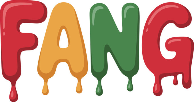 Red orange green dripping letters F A N G fang