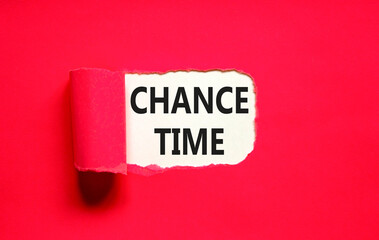 Chance time symbol. Concept word Chance time on beautiful white paper. Beautiful red paper background. Business chance time concept. Copy space.