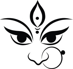 Durga ma silhouette on whit background