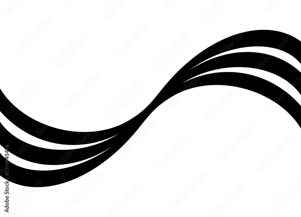 Poster horizontal transition from black to white with waves of ribbons. modern pattern. abstract vector bac