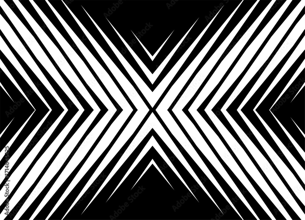 Poster striped pattern in the shape of the letter x from white lines on a black background. sports design e