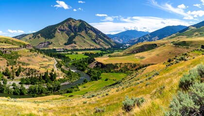 Panoramic mountain valley landscape