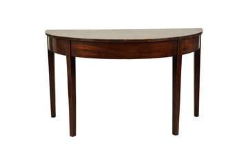 Dark Wood Half-Moon Console Table PNG
