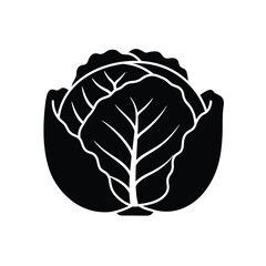 Stylized silhouette of cabbage with detailed overlapping leaves on a white background. EPS 10.