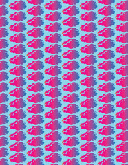 Pink and Purple Clouds on Blue Background Pattern, Abstract Design