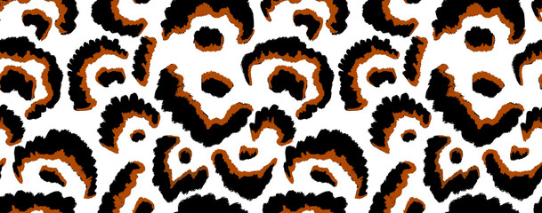 Leopard, zebra and giraffe pattern design. Hand drawn leopard zebra and giraffe pattern design. For textile and print. Black and white.