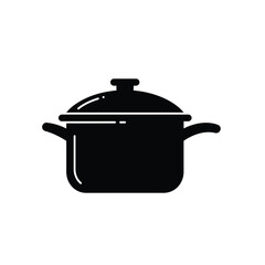 Silhouette of classic cooking pot with lid and side handles on a white background. EPS 10.