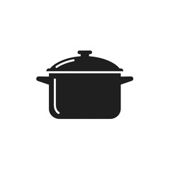 Silhouette of classic cooking pot with lid and side handles on a white background. EPS 10.