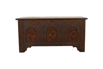 Intricate Carved Wooden Chest PNG