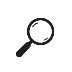 Minimalist magnifying glass silhouette icon for search or zoom on a white background. EPS 10.
