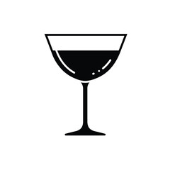 Silhouette of coupe cocktail glass with liquid detail on a white background. EPS 10.