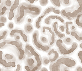 Watercolor leopard pattern design. Hand drawn leopard pattern design. For textile and print. White background.