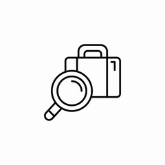 luggage search magnifying glass icon sign vector