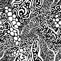 Leopard, zebra and giraffe pattern design. Hand drawn leopard zebra and giraffe pattern design. For textile and print. Black and white.
