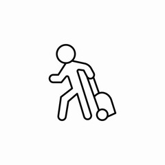 person walking luggage icon sign vector