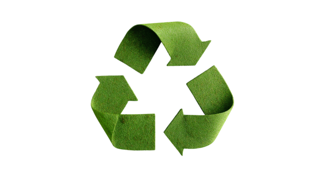 Green recycling icon top view isolated