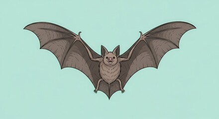 Fototapeta premium Cartoon bat with wings spread on a light blue background art
