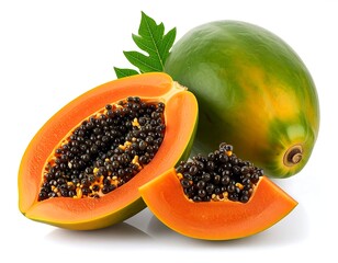 Fresh papaya fruit with slices