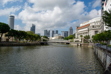 Scenic river view in a modern city