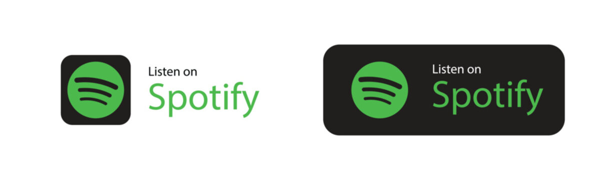 Spotify Official Logo and Listen On Badge, Editorial&nbsp;Use&nbsp;Only