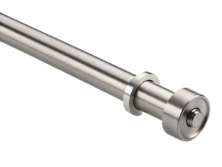 Closeup of silver metal rod isolated on transparent background