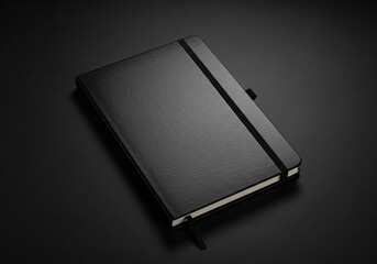 Black moleskine isolated on the black background 