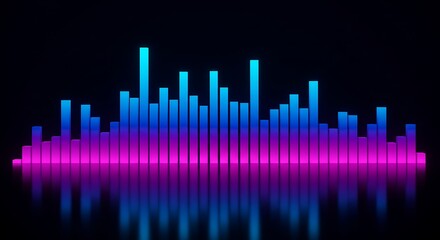 Vibrant Equalizer Sound Wave Visualizer with Reflection Effect in Dark Background
