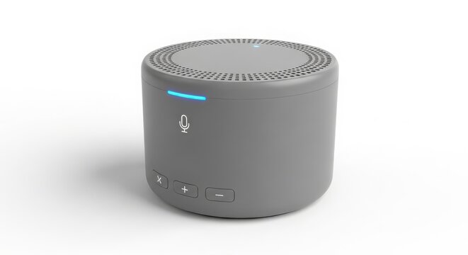 Compact portable bluetooth speaker for seamless audio experiences with modern ui ux design elements and user-friendly controls for music enjoyment. isolated on white background