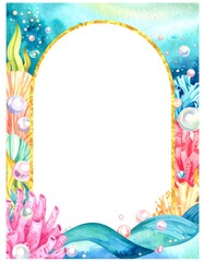 Watercolor sea frame