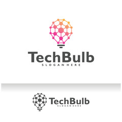 Smart bulb tech logo design. Bulb digital technology logo design inspiration.