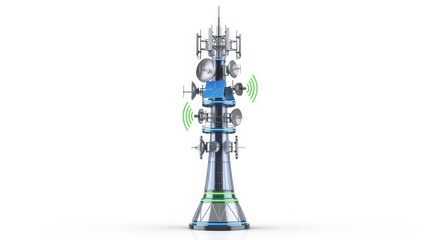 Modern ui ux design concept a detailed architectural model of a futuristic communications tower isolated on white background