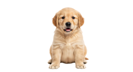 Golden retriever puppy cute dog adorable pet canine breed domestic animal friend family companion happy sitting transparent background