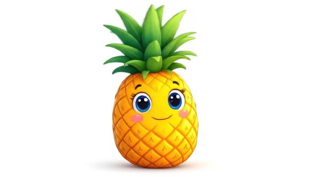A cartoon pineapple with a cute face