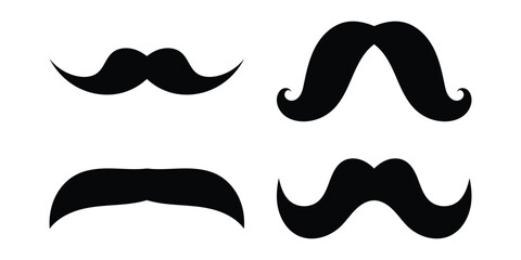 Mustache silhouette vector set, moustache icon collection . Set of mustaches vector. Set of mustache icon on white background.
