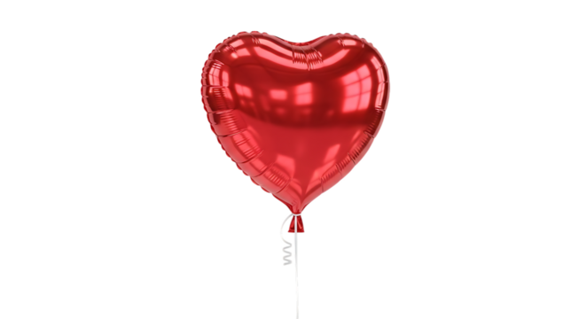 Red heart balloon love valentine's day romantic gift party decoration celebration foil balloon shiny balloon transparent background