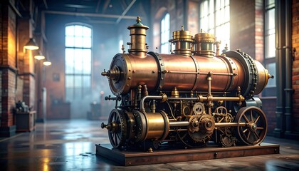 Detailed view of a vintage steam locomotive