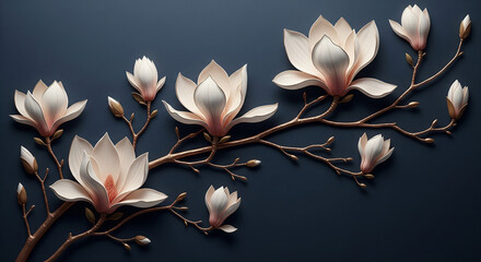 Abstract Magnolia with Bronze Highlights