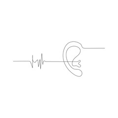 Ear single line art continuous one line drawing  outline vector art.