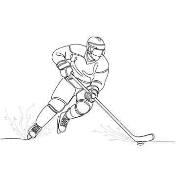 hockey player single line drawing clip art preview