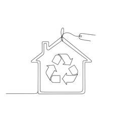 Obraz premium Eco friendly home symbol with recycling icon and tag