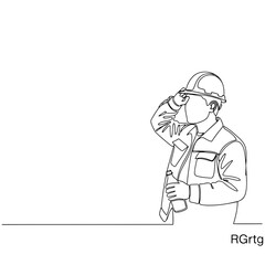 Construction worker in hard hat holding a bottle of water