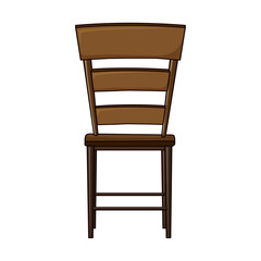 Simple Wooden Chair Back View Illustration