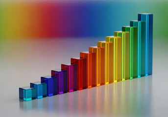 Colorful Glass Cube Bar Chart in Perspective 