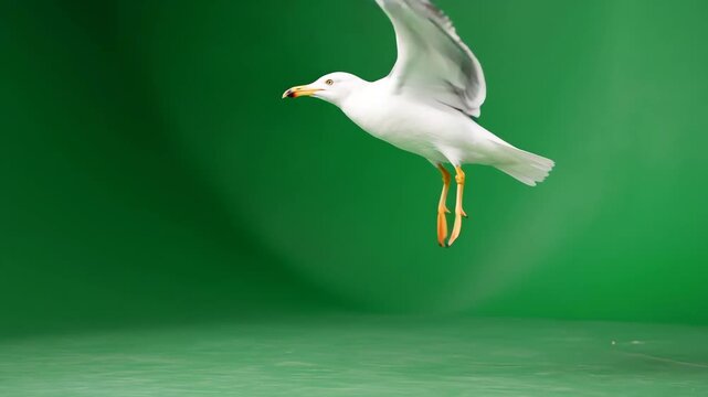 M&ouml;we fliegend auf gr&uuml;nem Chroma Key Hintergrund &ndash; Greenscreen Video f&uuml;r einfache Freistellung